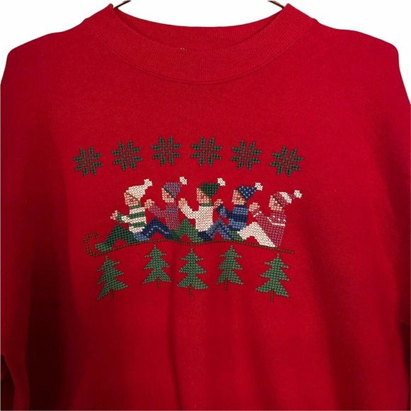 Hanes Activewear Sledding Made In USA Ugly Christmas Sweatshirt Size XL - Picture 2 of 5